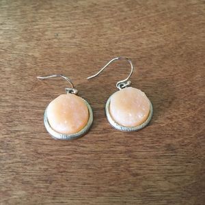 Coral drusy earrings